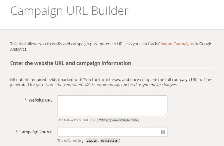 Campaign URL builder