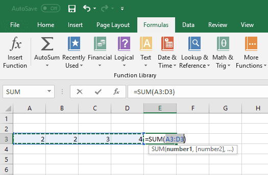 AutoSum function.