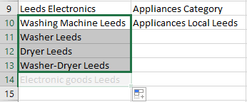 Copying cell downwards with drag-mark