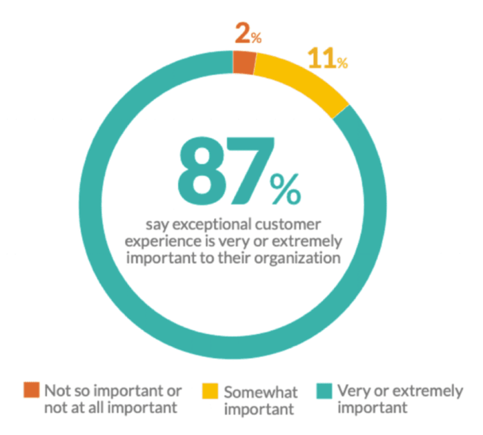 87% of CX, marketing and analytics professionals say CX is important