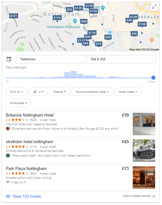 Hotels in Nottingham search results