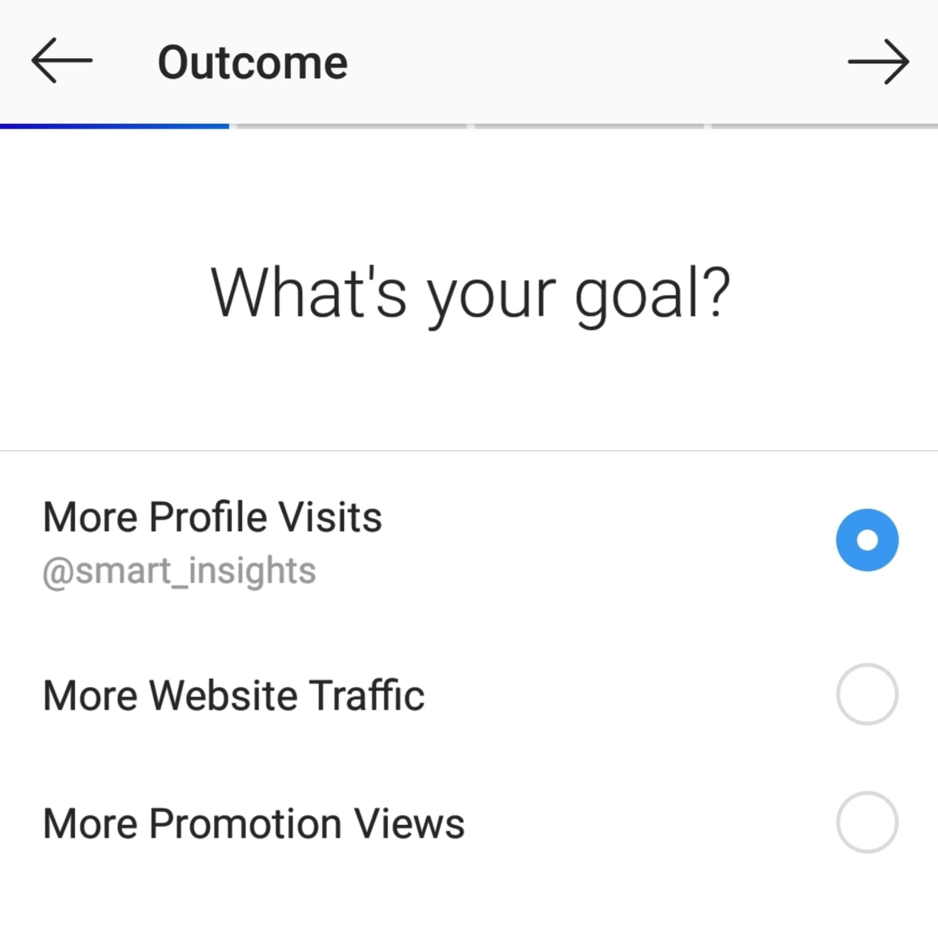 Instagram's ad promotion options