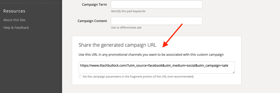 Campaign URL Builder example