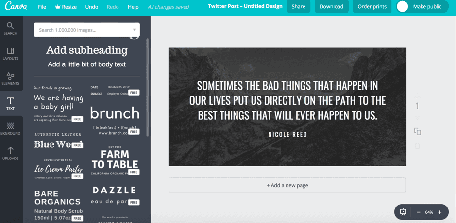 Canva customizing text