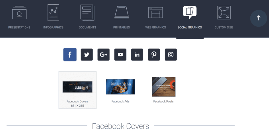 Visme social media options