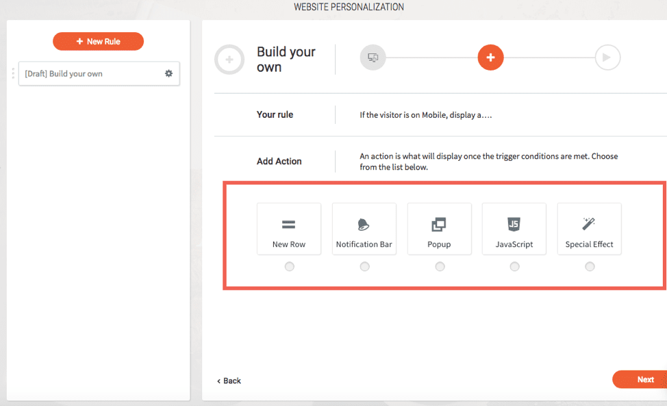 Website personalization dashboard