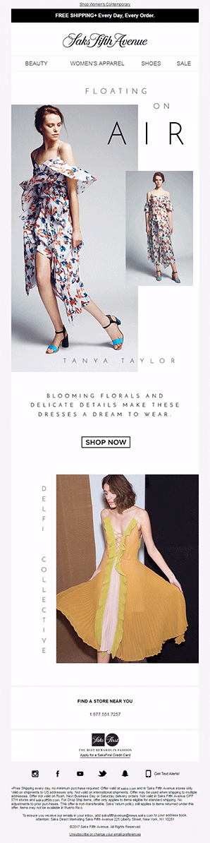 Saks Fifth Avenue Cinemagraph email example