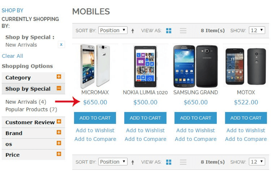 Advanced product filtering example