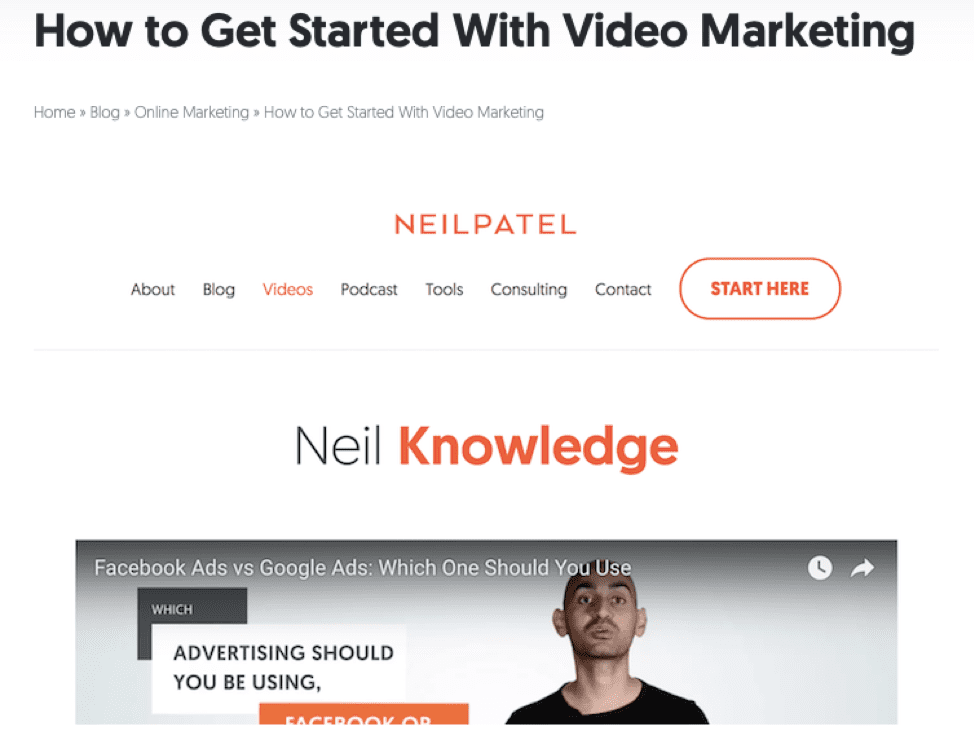 Neil Patel 'How to get started with video marketing'