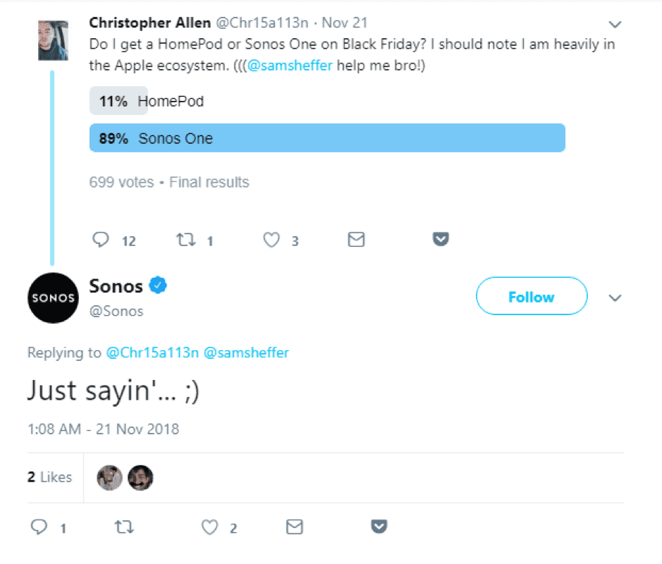 Sonos tweet