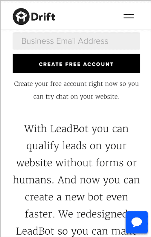 Drift.com bot-based lead qualification landing page 2