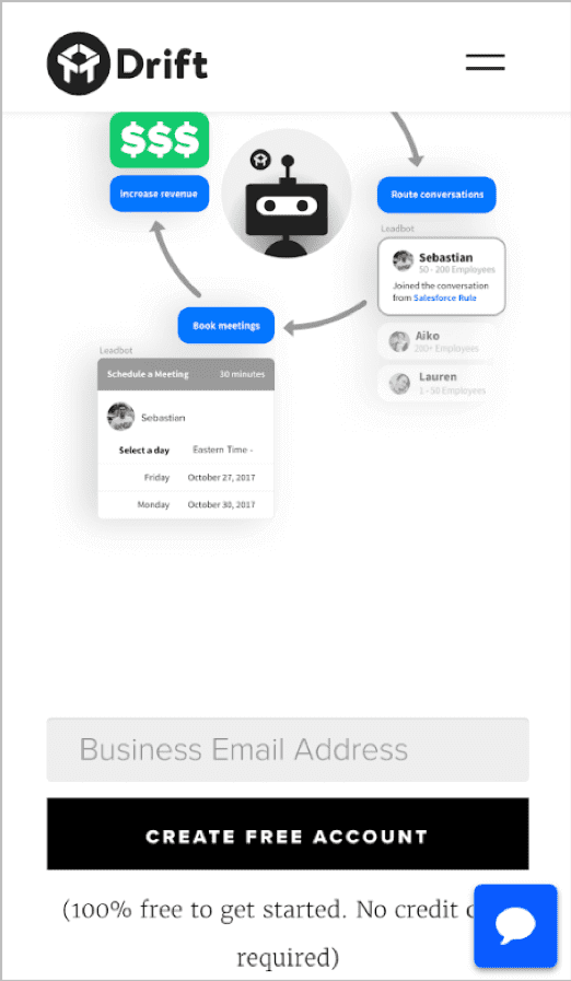 Drift.com lead form