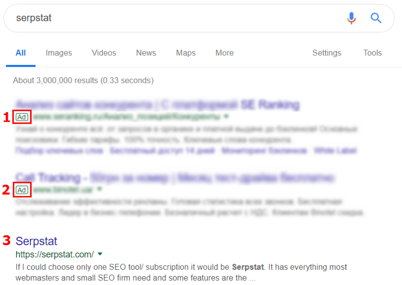 Serpstat Google search