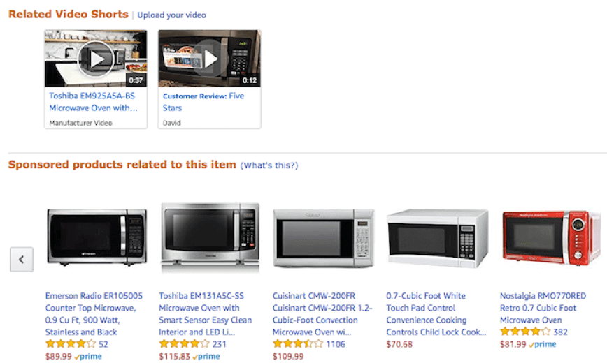 Video shorts on Amazon prduct page
