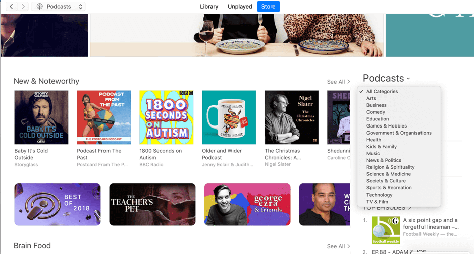 iTunes podcast store