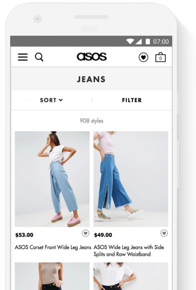 Asos mobile category