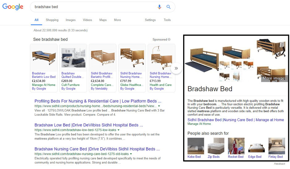 E-commerce featured snippet