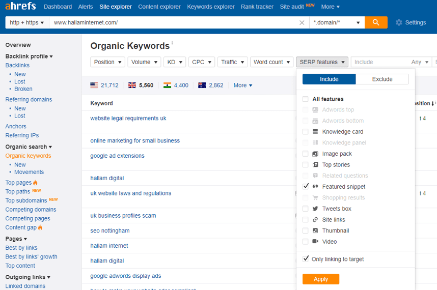 ahrefs dashboard