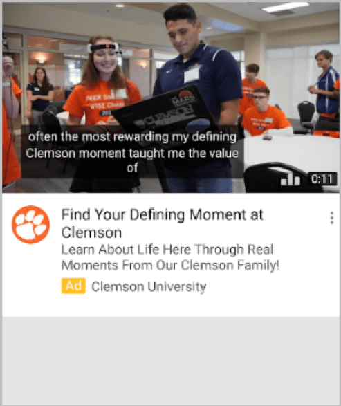 Clemson University video ad