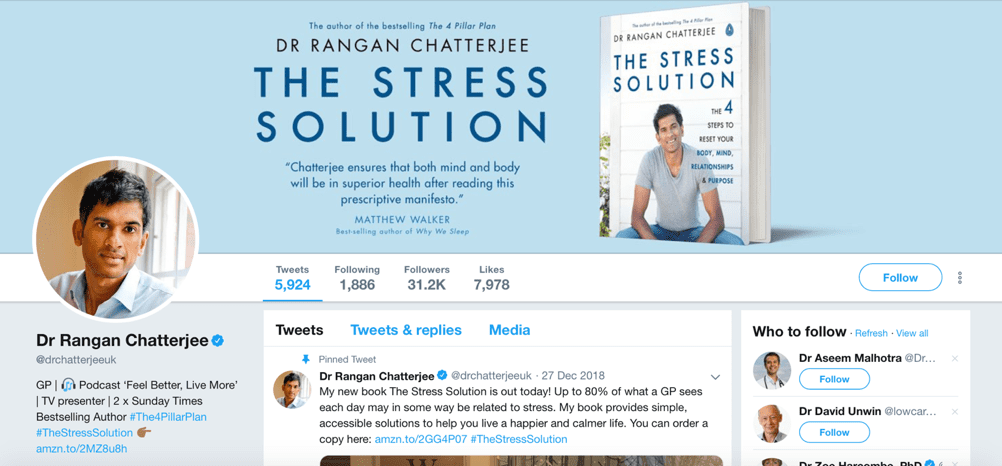 Dr Rangan Chatterjee medical marketing on Twitter