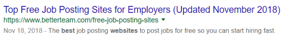 Featured snippet job posting