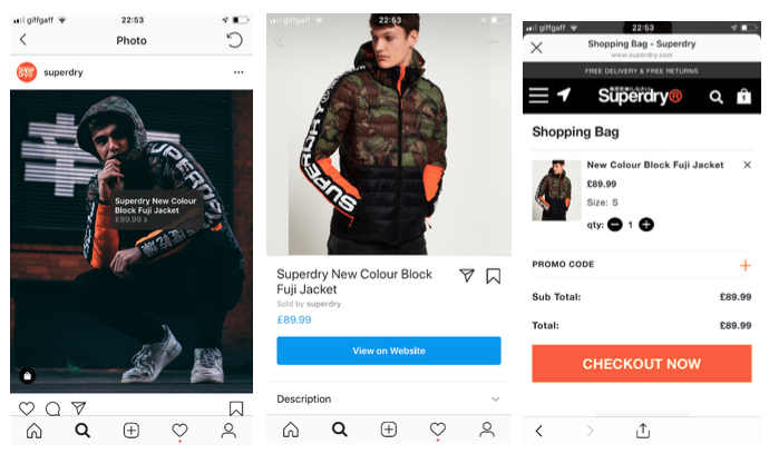 Superdry shoppable Instagram post