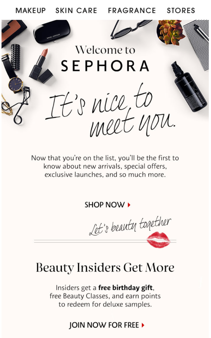 Sephora welcome email