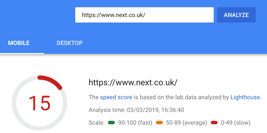 next.co.uk page load speed