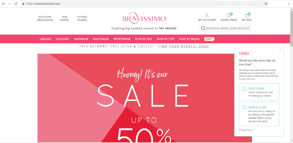 Bravissimo personalized shopping experience