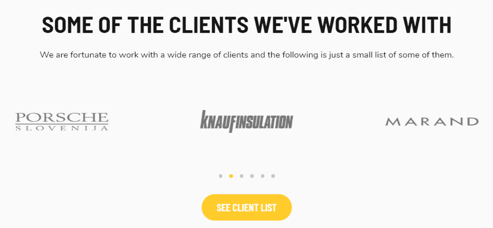 Client list landing page