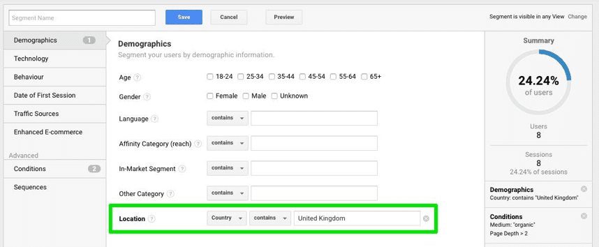 Demographics in Google Analytics