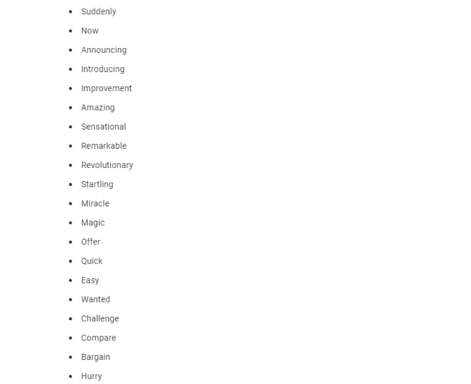Persuasive words for product descriptions