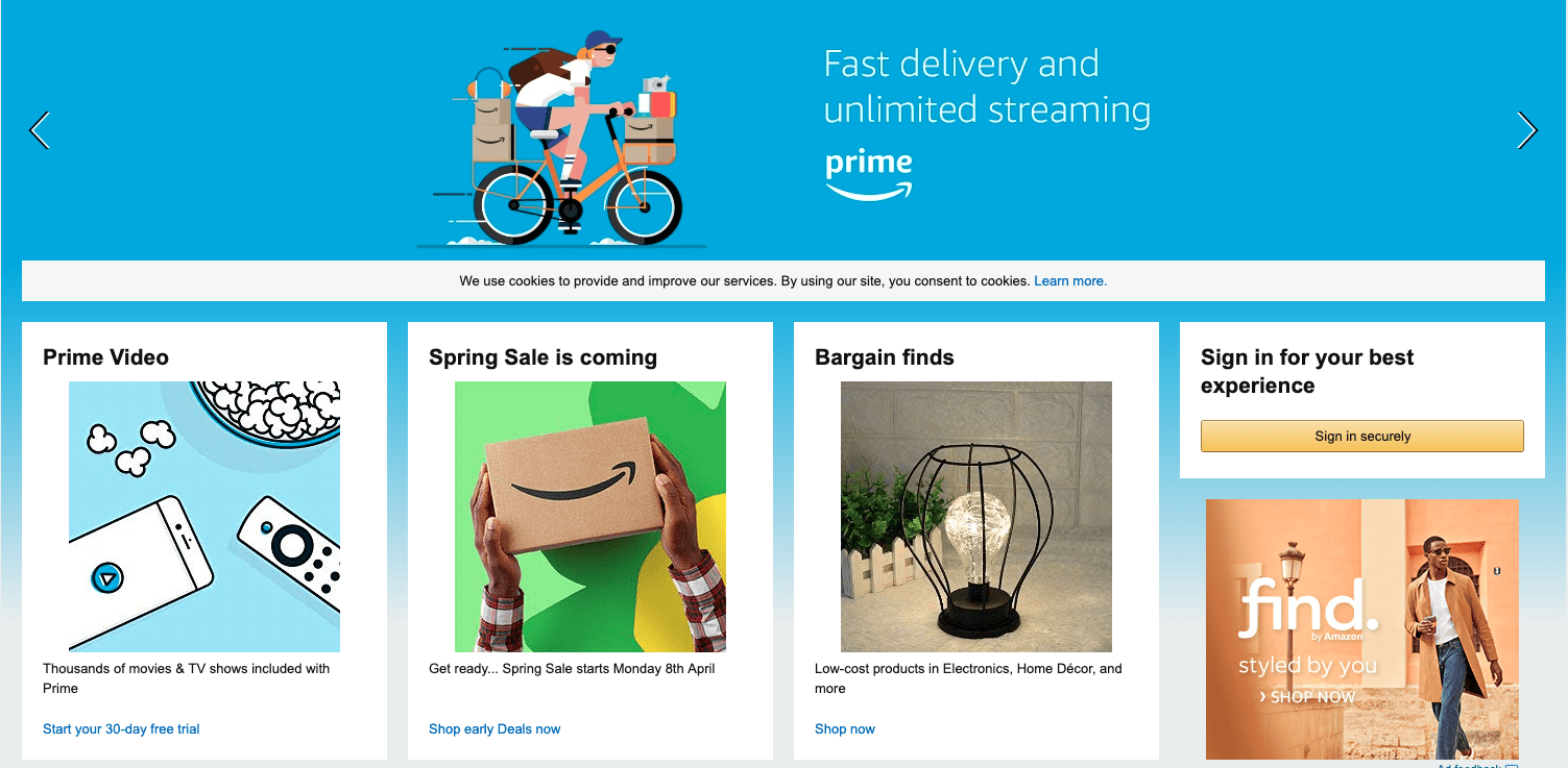 Amazon homepage