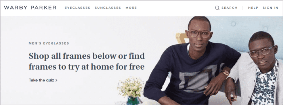 Warby Parker eyewear quiz