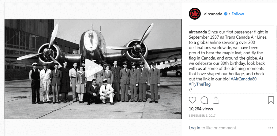 Air Canada Instagram