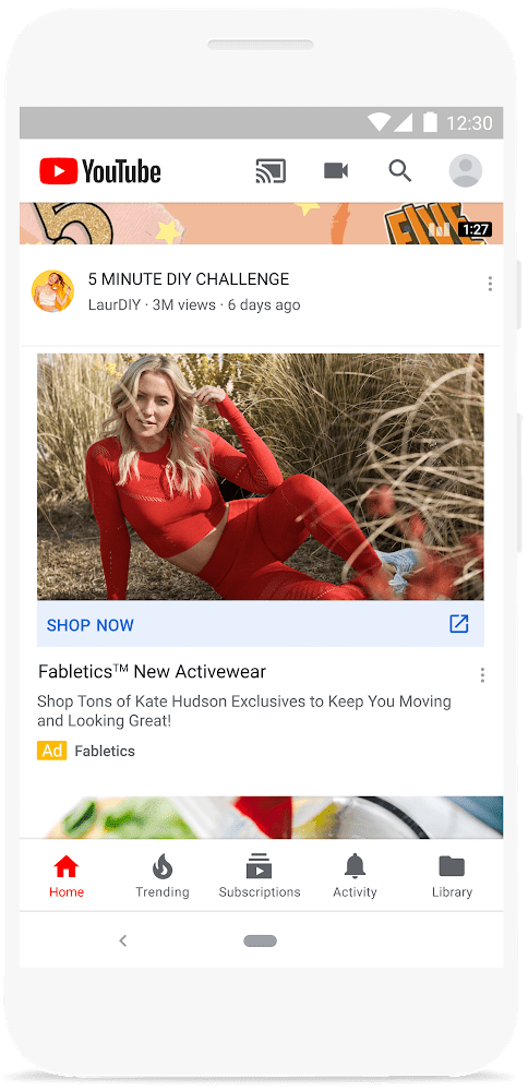 Discovery Ad on YouTube Home Feed