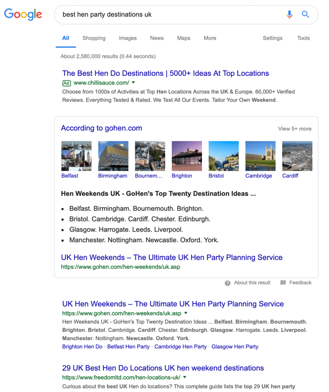 Google content example