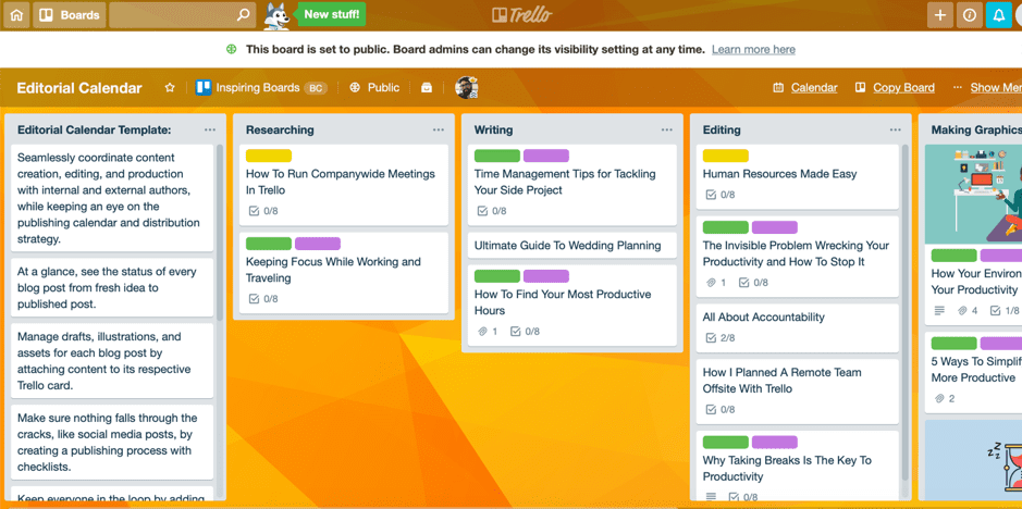 Trello dashboard