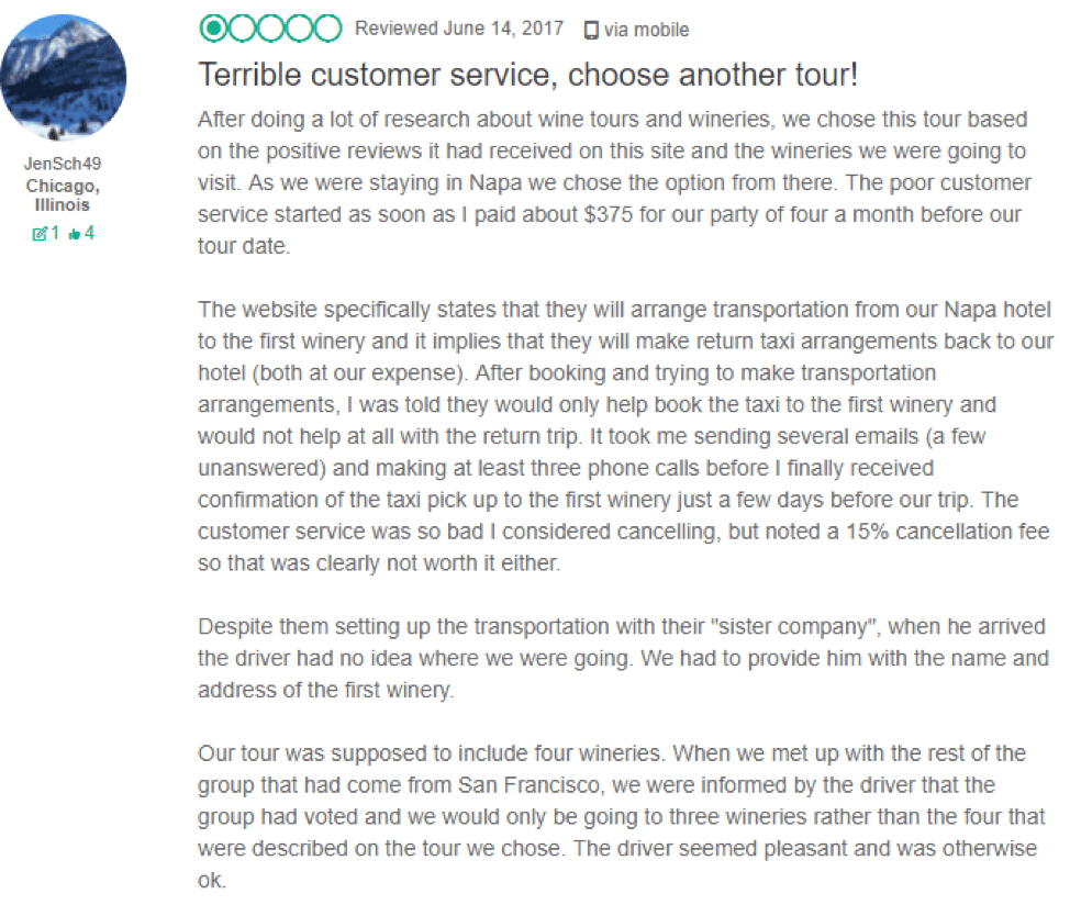 TripAdvisor negative review