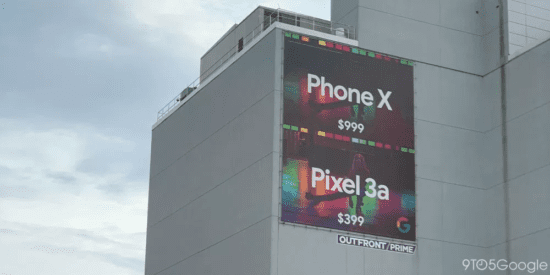 Google Pixel 3a comparative advertising campaign billboard