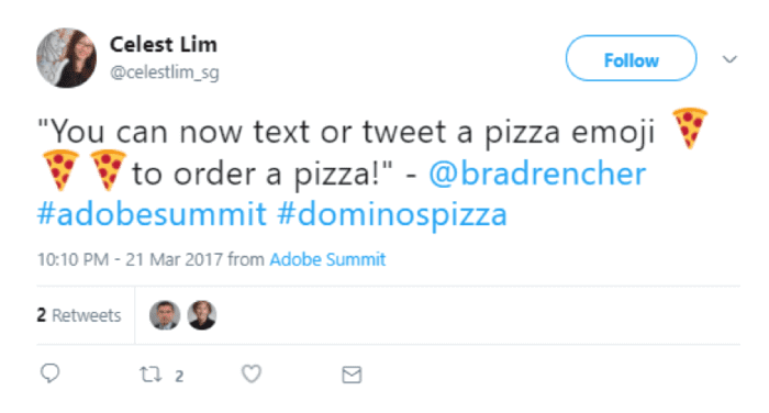 Domino's pizza emoji tweet