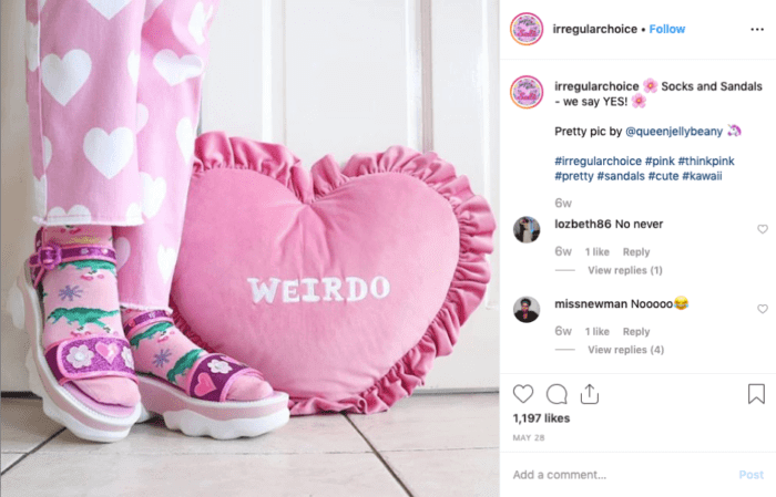 Irregular Choice Instagram post