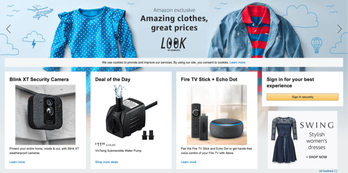 Amazon homepage