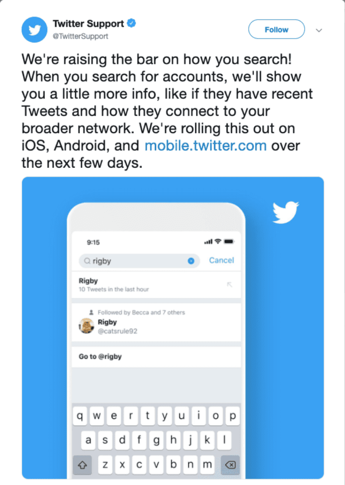 Twitter search update