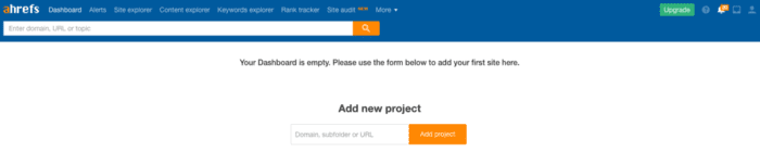 ahrefs add new project