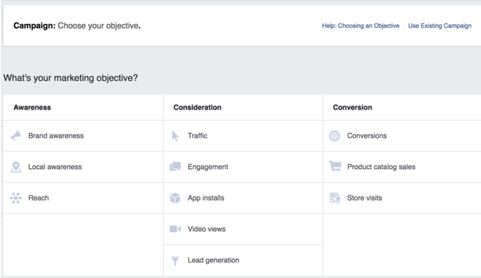Choosing campaign objectives