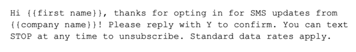 Text opt-in confirmation