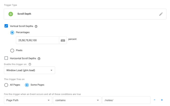 Scroll tracking setup