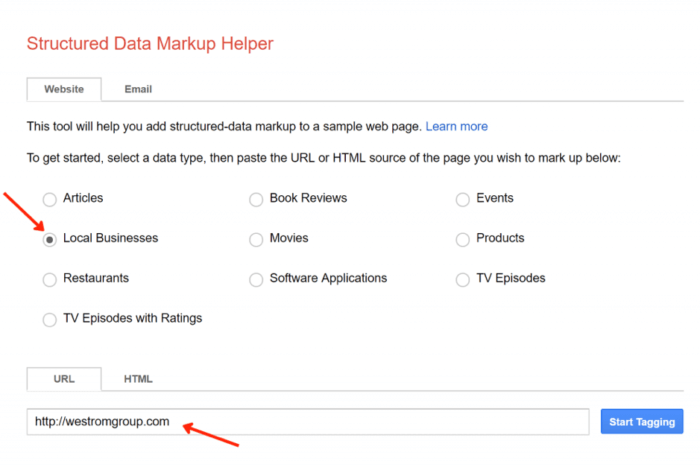 Structured data markup helper