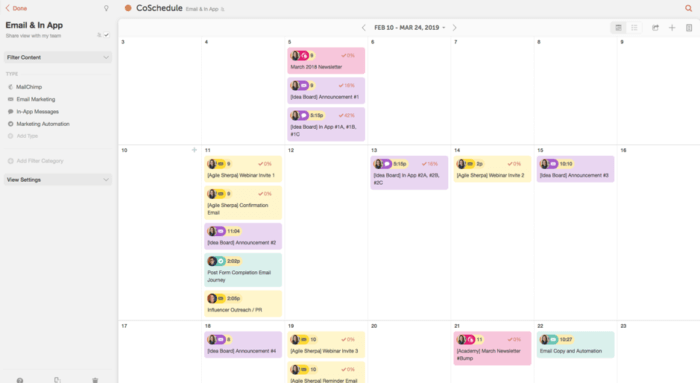 CoSchedule calendar